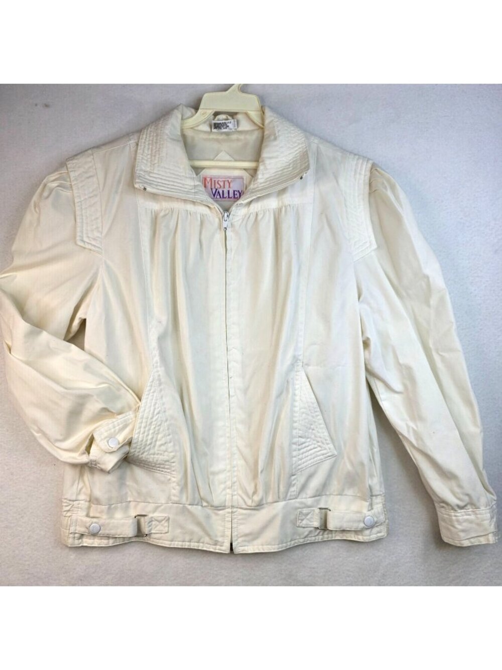 Vintage 80s Misty Valley Quilted Windbreaker Jacket S White Streetwear Retro